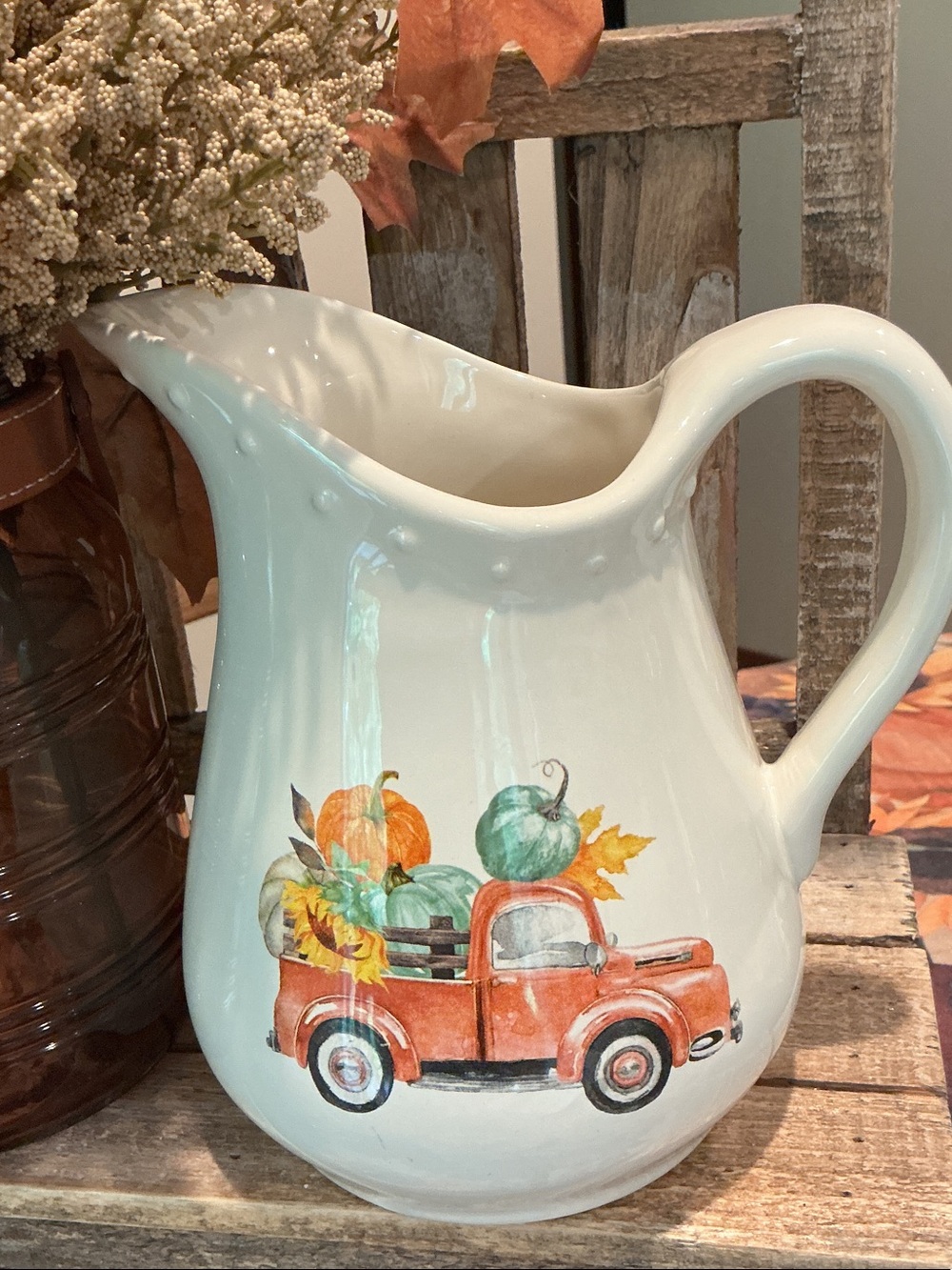 EUC - Fall Ceramic Pitcher